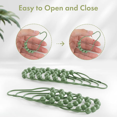 AmazerBath Sage Green stainless steel shower curtain rings with easy-open and close design