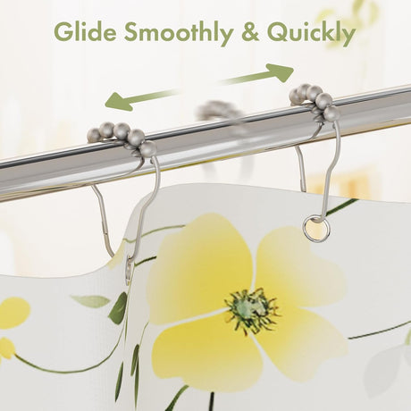 AmazerBath Silver stainless steel shower curtain rings with smooth-gliding roller balls