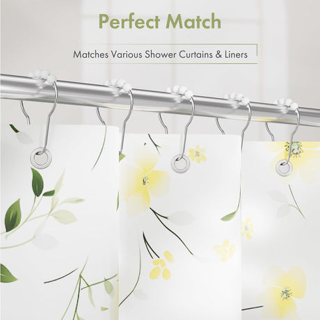 AmazerBath Matte White stainless steel shower curtain rings with shower curtain compatibility