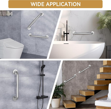 AmazerBath Stainless Steel Shower Grab Bars, Brushed Nickel in Nickel, product detail image.