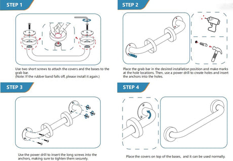 AmazerBath Stainless Steel Shower Grab Bars, Brushed Nickel in Nickel, product detail image.