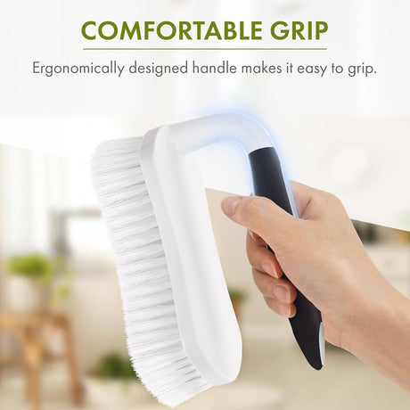 AmazerBath Stiff-Bristle Scrub Brushes with Comfort Grip, 2-Pack in Black-Black, product detail and key features.