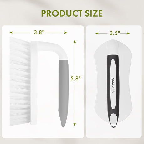 AmazerBath Stiff-Bristle Scrub Brushes with Comfort Grip, 2-Pack in Black-Grey, product detail and key features.