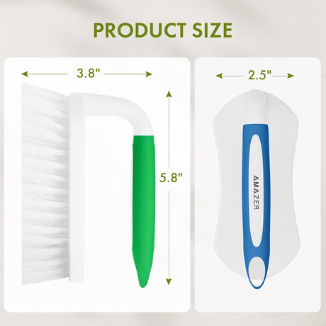 AmazerBath Stiff-Bristle Scrub Brushes with Comfort Grip, 2-Pack in Blue-Green, product detail and key features.