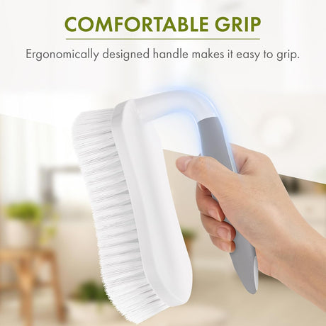 AmazerBath Stiff-Bristle Scrub Brushes with Comfort Grip, 2-Pack, detail image showing product design and key features.