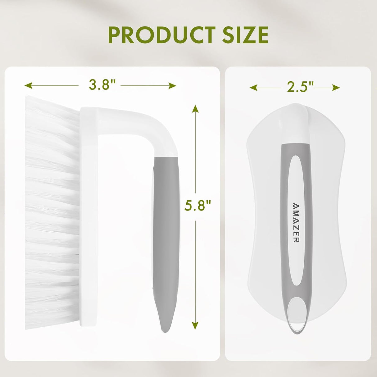AmazerBath Stiff-Bristle Scrub Brushes with Comfort Grip, 2-Pack in Grey-Grey, product detail and key features.