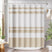AmazerBath Wavy Striped Shower Curtain with 12 Rings, product image showing design and key features.