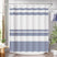 AmazerBath Wavy Striped Shower Curtain with 12 Rings, product image showing design and key features.