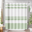 AmazerBath Wavy Striped Shower Curtain with 12 Rings, product image showing design and key features.