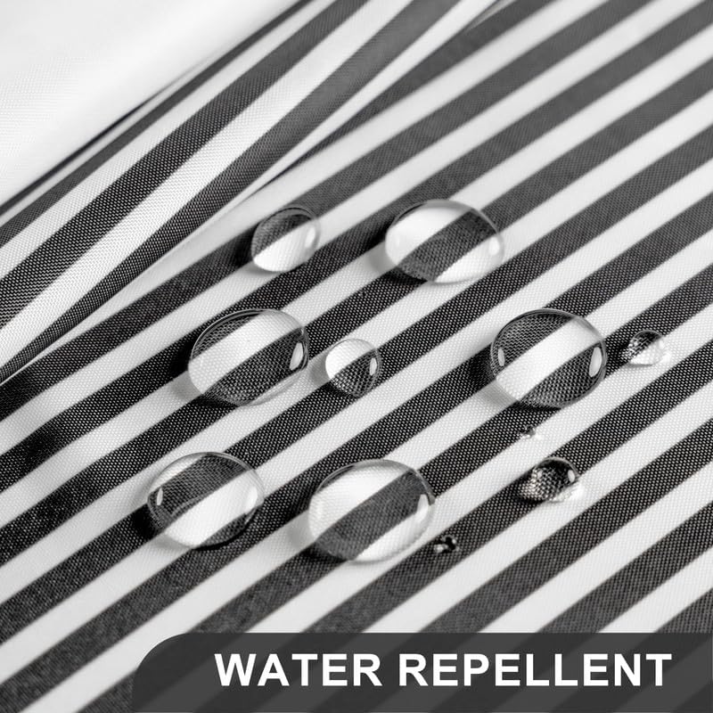 AmazerBath Wavy Striped Shower Curtain with 12 Rings, product image showing design and key features.