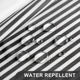 AmazerBath Wavy Striped Shower Curtain with 12 Rings, product image showing design and key features.