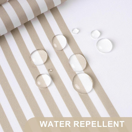 AmazerBath Wavy Striped Shower Curtain with 12 Rings in Khaki, product detail image highlighting the design and key features.