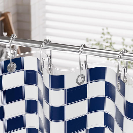 AmazerBath U-Shaped Double Shower Curtain Hooks with Rollers, Set of 12 in Chrome, product detail image.