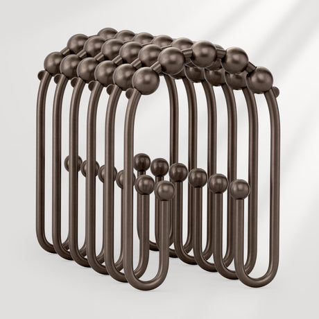 AmazerBath U-Shaped Double Shower Curtain Hooks with Rollers, Set of 12, product image showing design and key features.