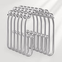 AmazerBath set of 12 chrome ball-bearing U-shaped double shower curtain hooks for hanging a curtain and liner.