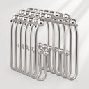 AmazerBath set of 12 silver ball-bearing U-shaped double shower curtain hooks for hanging a curtain and liner.