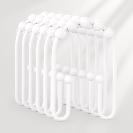 AmazerBath U-Shaped Double Shower Curtain Hooks with Rollers, Set of 12, product image showing design and key features.