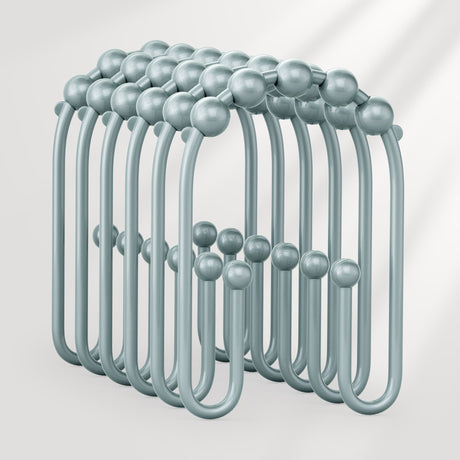 AmazerBath U-Shaped Double Shower Curtain Hooks with Rollers, Set of 12, product image showing design and key features.
