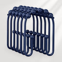 AmazerBath set of 12 navy ball-bearing U-shaped double shower curtain hooks for hanging a curtain and liner.