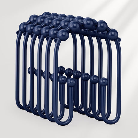 AmazerBath U-Shaped Double Shower Curtain Hooks with Rollers, Set of 12, product image showing design and key features.