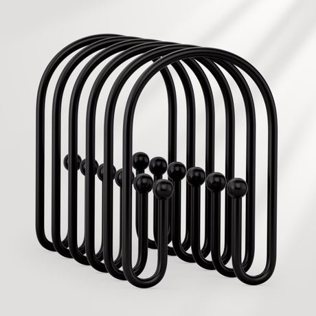 AmazerBath U-Shaped Double Shower Curtain Hooks, Set of 12, product image showing design and key features.