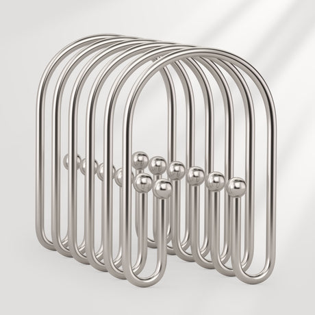 AmazerBath U-Shaped Double Shower Curtain Hooks, Set of 12, product image showing design and key features.