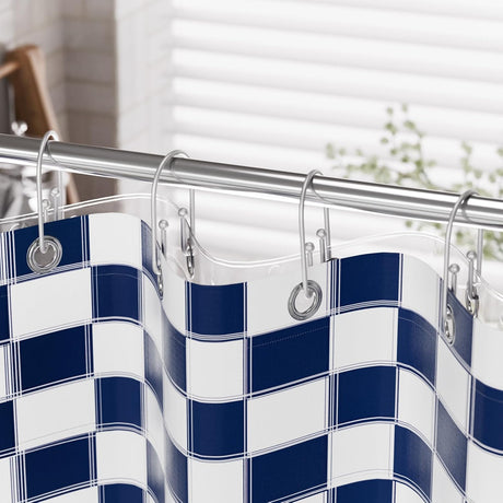 AmazerBath U-Shaped Double Shower Curtain Hooks, Set of 12 in Silver, product detail image.
