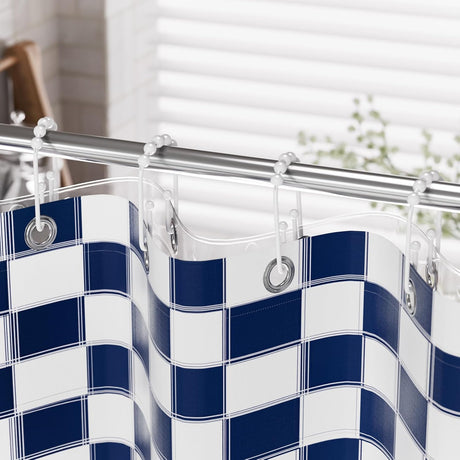 AmazerBath U-Shaped Double Shower Curtain Hooks with Rollers, Set of 12 in White, product detail image.