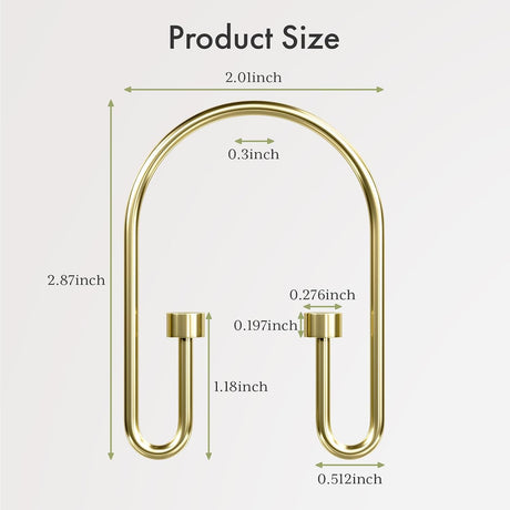 AmazerBath U-Shaped Cylinder Shower Curtain Hooks, Set of 12 in Gold, product detail image.