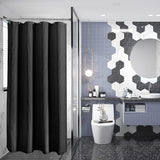 AmazerBath Waffle Shower Curtain, 240 GSM Hotel Style in Black, shown as the main product image for bathroom use.