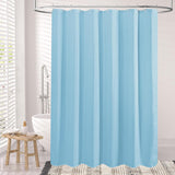 AmazerBath Waffle Shower Curtain, 240 GSM Hotel Style in Blue, shown as the main product image for bathroom use.