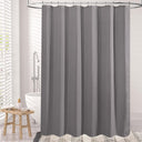 AmazerBath Waffle Shower Curtain, 240 GSM Hotel Style in Grey, shown as the main product image for bathroom use.