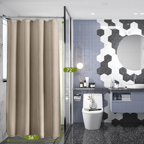 AmazerBath Waffle Shower Curtain, 240 GSM Hotel Style in Khaki, shown as the main product image for bathroom use.
