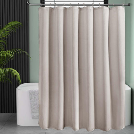AmazerBath Waffle Shower Curtain, 240 GSM Hotel Style in Khaki, shown as the main product image for bathroom use.