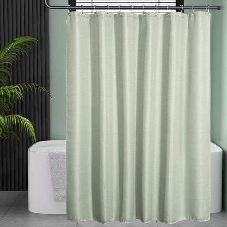 AmazerBath Waffle Shower Curtain, 240 GSM Hotel Style in Sage Green, shown as the main product image for bathroom use.