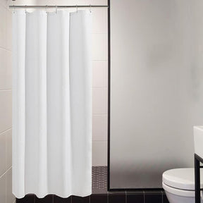 AmazerBath Waffle Shower Curtain, 240 GSM Hotel Style in Shiny White, shown as the main product image for bathroom use.