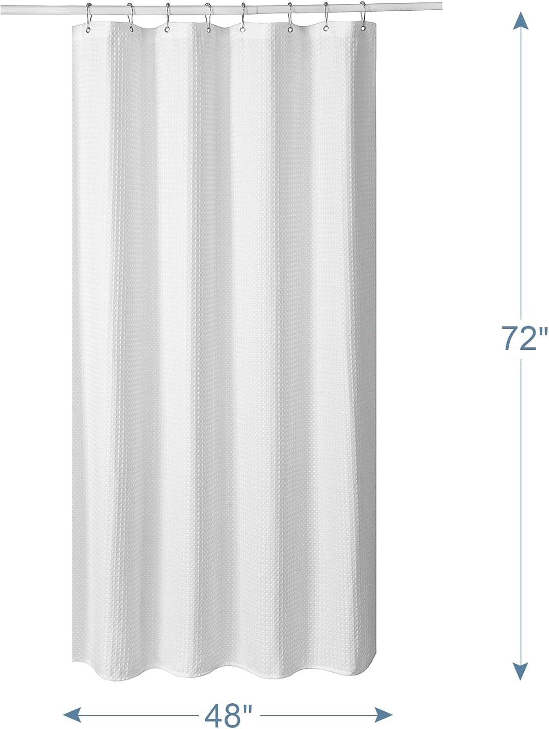 AmazerBath Waffle Shower Curtain, 240 GSM Hotel Style in Shiny White, shown as the main product image for bathroom use.