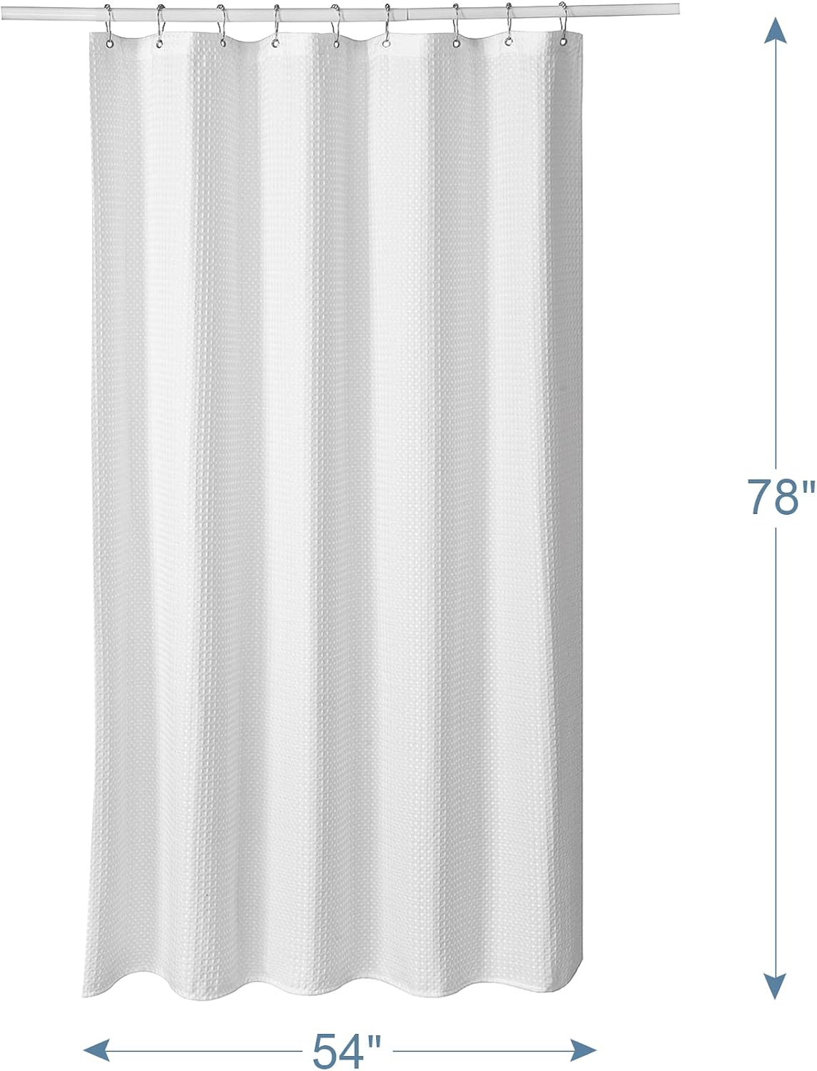 AmazerBath Waffle Shower Curtain, 240 GSM Hotel Style in Shiny White, shown as the main product image for bathroom use.