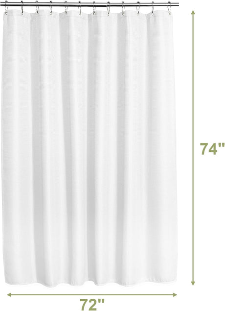 AmazerBath Waffle Shower Curtain, 240 GSM Hotel Style in Shiny White, shown as the main product image for bathroom use.