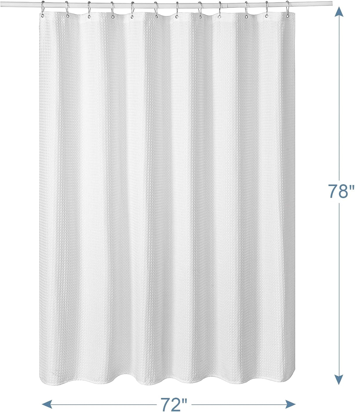 AmazerBath Waffle Shower Curtain, 240 GSM Hotel Style in Shiny White, shown as the main product image for bathroom use.