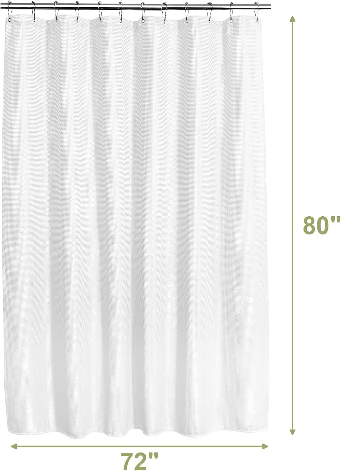 AmazerBath Waffle Shower Curtain, 240 GSM Hotel Style in Shiny White, shown as the main product image for bathroom use.