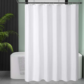 AmazerBath Waffle Shower Curtain, 240 GSM Hotel Style in Shiny White, shown as the main product image for bathroom use.
