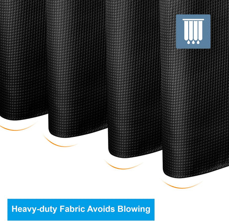 AmazerBath Black 240 GSM waffle shower curtain for bathroom use