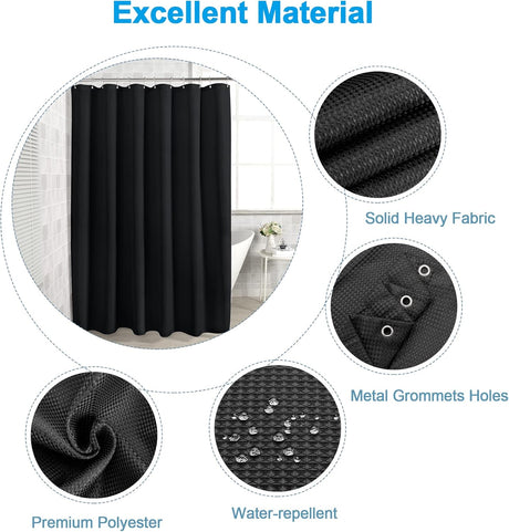 AmazerBath Black 240 GSM waffle shower curtain for bathroom use