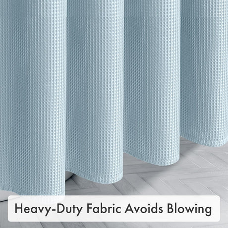 AmazerBath Fog Blue 240 GSM waffle shower curtain for bathroom use