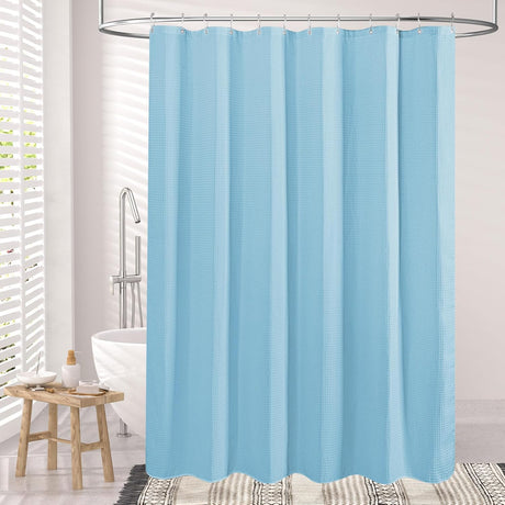 AmazerBath Blue 240 GSM waffle shower curtain for bathroom use