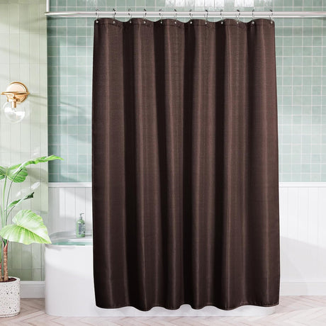 AmazerBath Brown 240 GSM waffle shower curtain for bathroom use