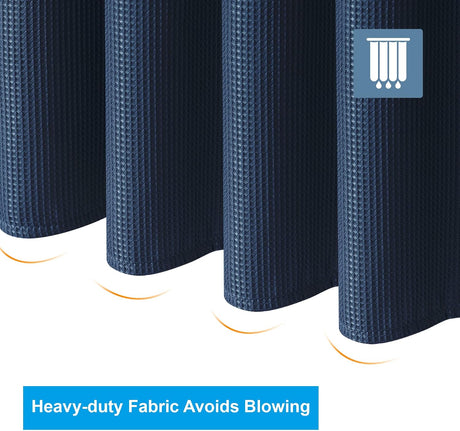 AmazerBath Navy Blue 240 GSM waffle shower curtain for bathroom use