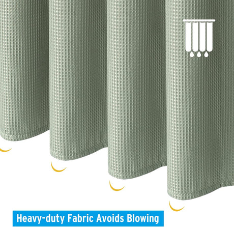 AmazerBath Sage Green 240 GSM waffle shower curtain for bathroom use