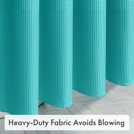 AmazerBath Teal 240 GSM waffle shower curtain for bathroom use